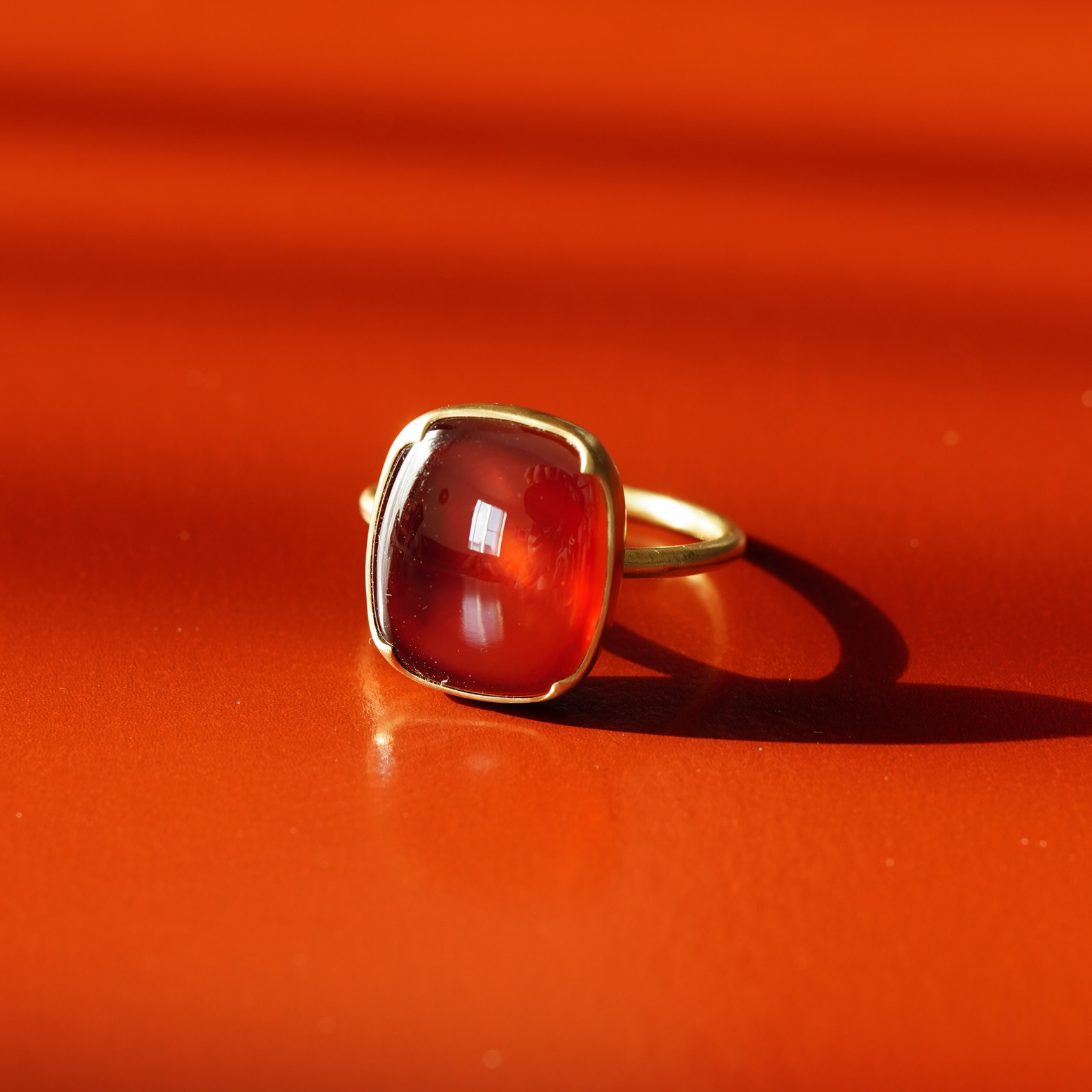 Large Square Garnet on Mother of Pearl Ring (Gabriella Kiss 