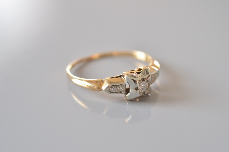 Antique Single Diamond with Tiny Four Diamond Ring - SOURCE objects